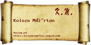 Kolozs Márton névjegykártya